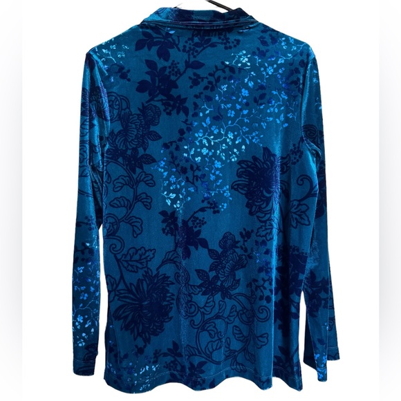 NWT Natori Lush Peony Velour Pajama Set Floral Blue Size Small - Picture 3 of 15